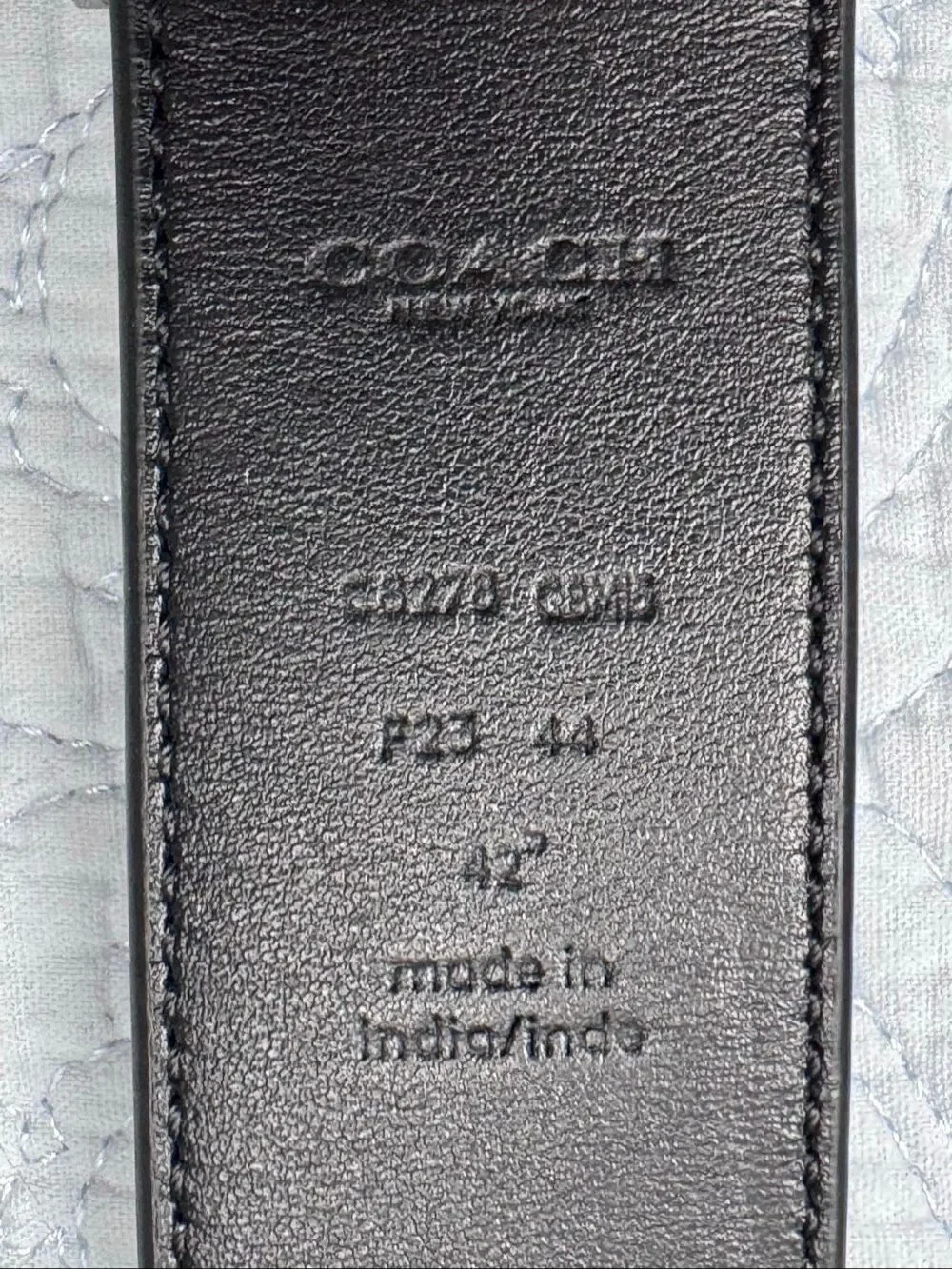 Coach Mens Leather Belt Black/Gray C8278 Size 42 1.5” Wide
